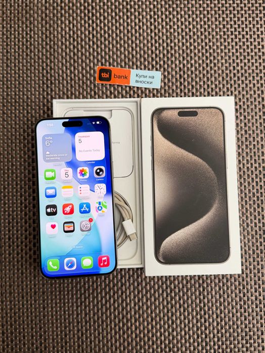 100% Батерия iPhone 15Pro MAX Лизинг от 27E/мес natural Titanium 256GB