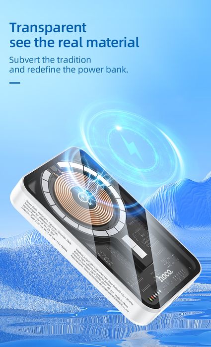 Hoco Q10 Transparent 3in1 Power Bank Magsafe 5000mAh For iPhone 16 17