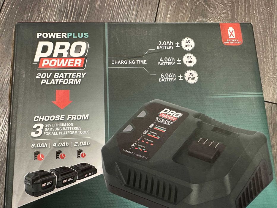 Мощно зарядно 20v 6A, за акумулаторни батерии за инструменти PowerPlus