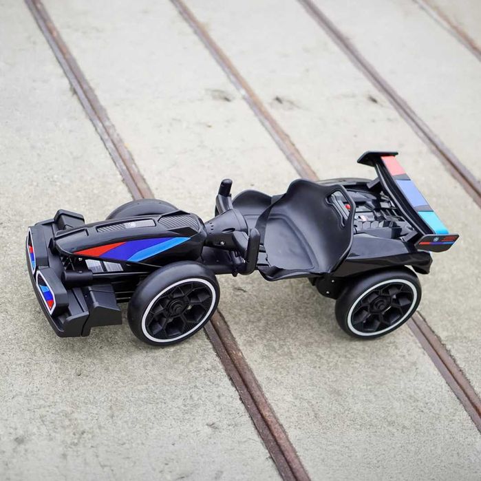Go-Kart electric pentru copii 70W, 12V 4.5Ah, roti moi si telecomanda, culoare gri