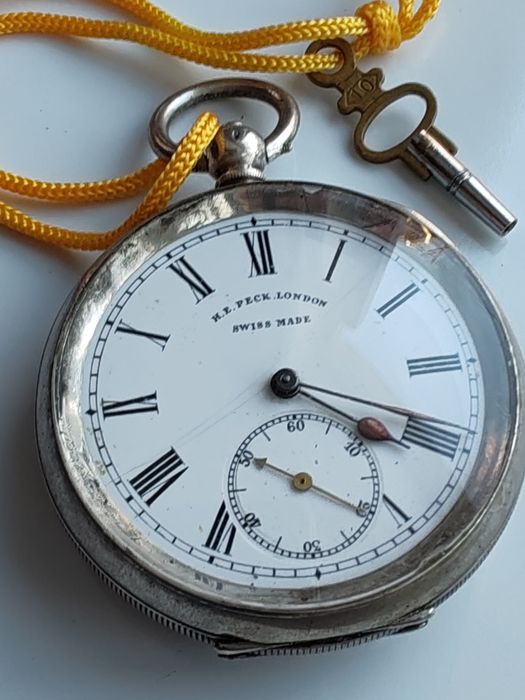 Ceas de buzunar H. E. Peck London Argint 935 Anii 1900 - 51 mm