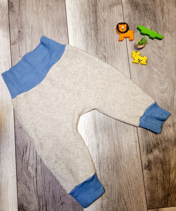 Handmade - Pantaloni din lână fleece cu manșete din lână merinos