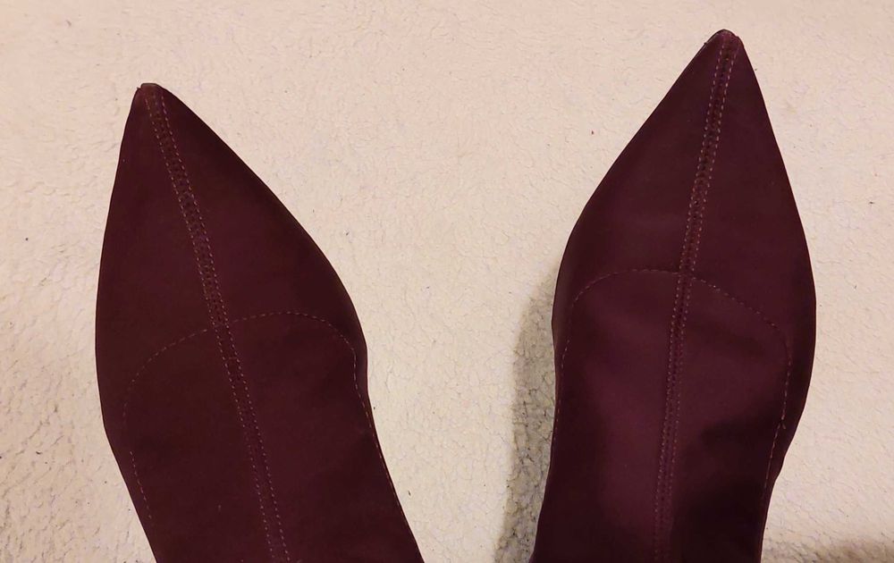 Botine Zara cu varful ascutit, rosu inchis, masura 36