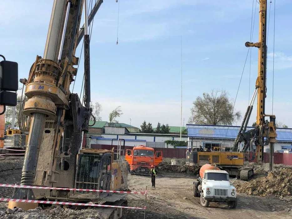 Бурение свай, установка забора, подпорные стенки