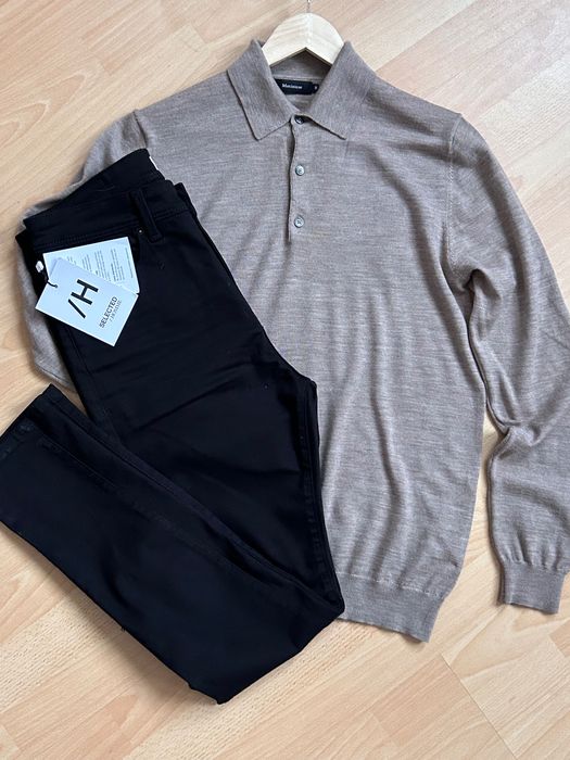 Selected нови черни слим дънки деним 32/33 размер