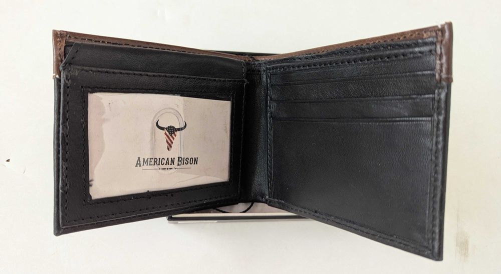 American Bison Bifold мъжко кафяво кожено портмоне от Сащ