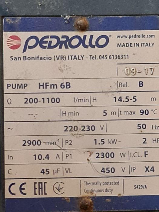 motopompa , electropompa pedrollo 220v