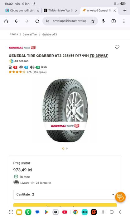 General Tire Grabber AT3 235/55 R17 103H ca noi jeep renegade