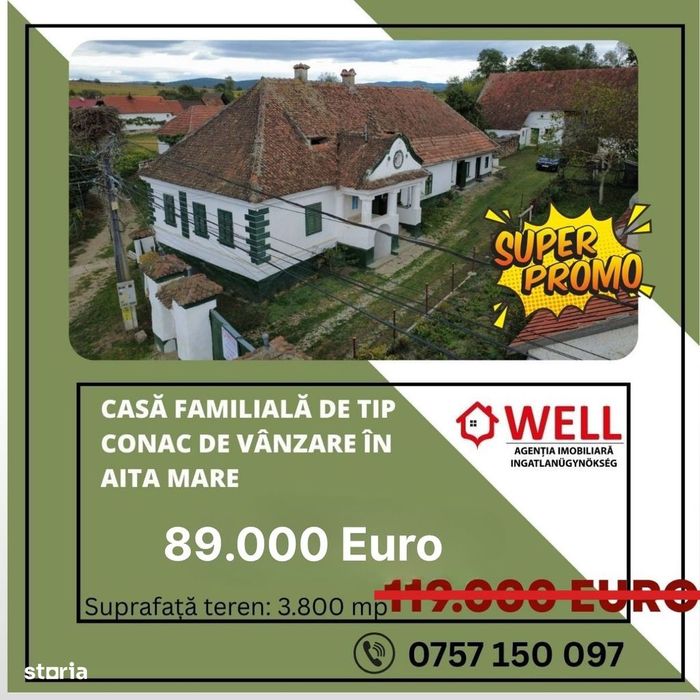 Casă familială de tip conac de vânzare în Aita Mare