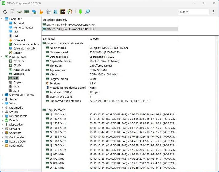 Kit memorii PC, SK Hynix, 32Gb (2x16Gb), ddr4, Frecvența 3200MHz,