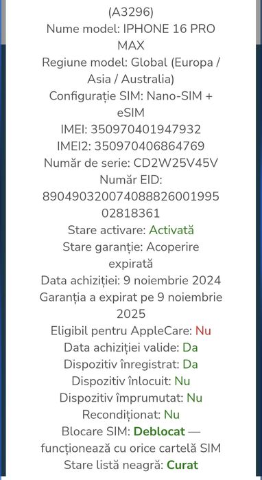 Iphone 16 pro max Desert Titanium 256GB, stare impecabilă Full box