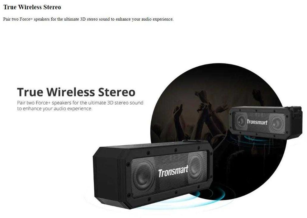 SoundPulse™ Kолона Tronsmart Force+ 40W 3D BASS Гласов Контрол TWS NFC