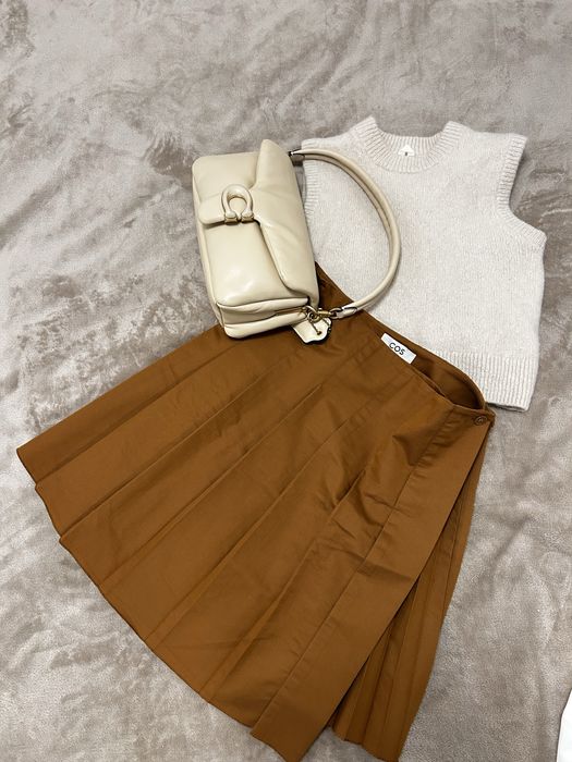 COS fusta maro plisata ajustabila in talie