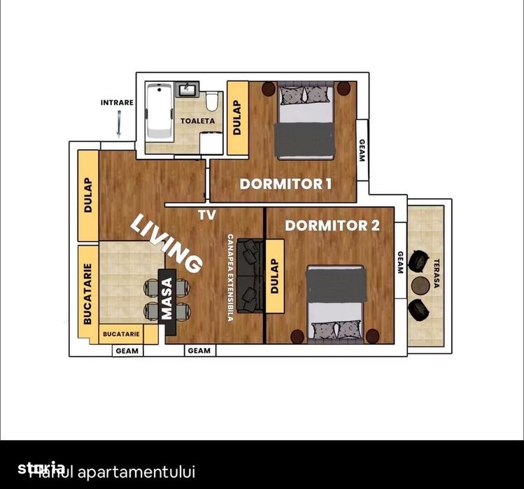 Apartament modern | Tractoru | parcare și boxă | mobilat și utilat