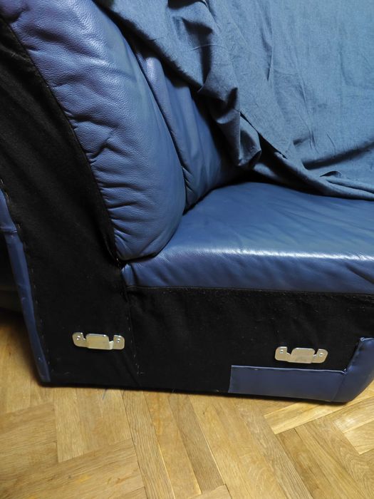 Холов ъглов диван естествена кожа с въртящ се фотьойл