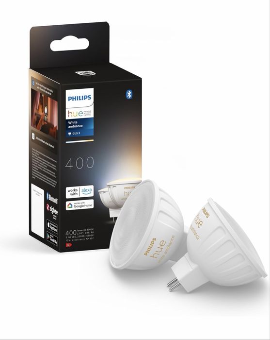 Set 2 spoturi luminoase  inteligente  LED Philips Hue Mr16