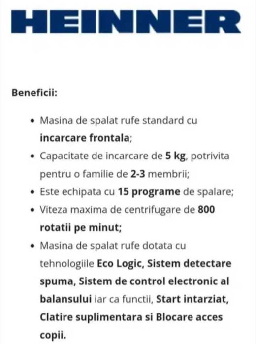 Masina de spalat Heinner 5 kg