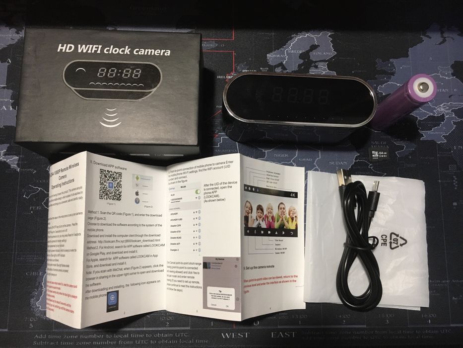 Часы будильник электронный со скрытой видеокамерой 4К 24/7 (Видеоняня)