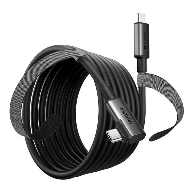 Кабель UGREEN USB-C to USB-C Link Cable 5 м угловой 90° для VR, зарядк