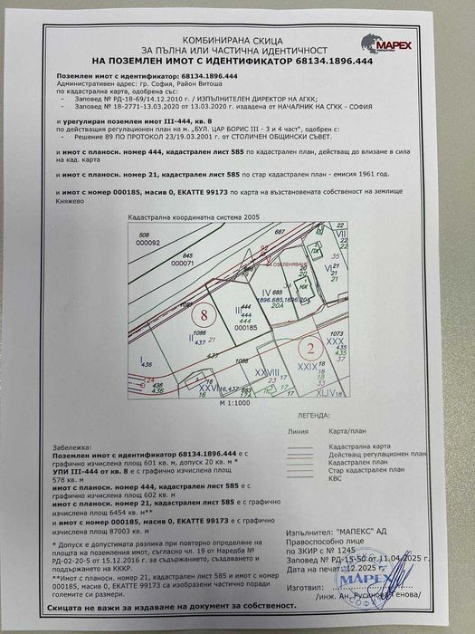 Продава се Парцел в София, Княжево - 600 кв.м за 202 €/кв.м - Снимка #1