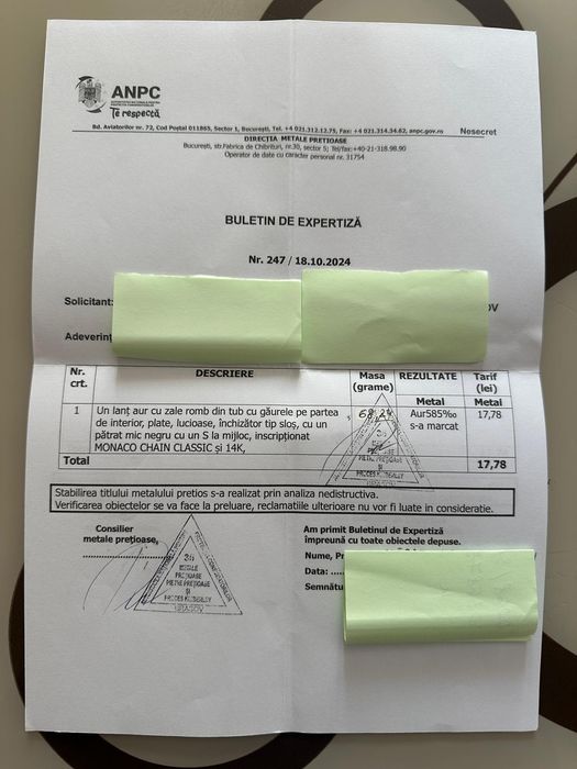 Lant Aur Cuban - Cu Buletin expertiza ANPC