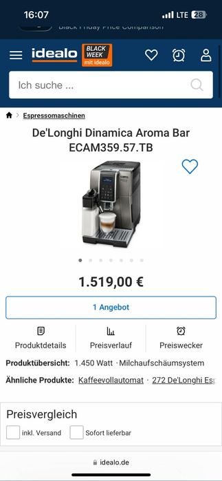 Кафе автомат De'Longhi динамика аромабар.