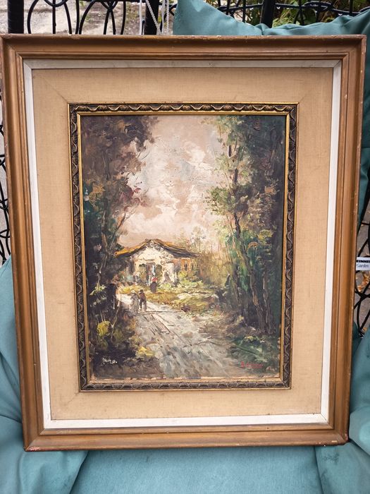 Tablou Vechi Original Pictat Și Semnat Peisaj