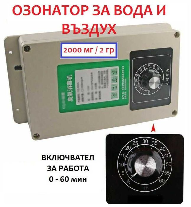 2000мг/ч Пречистващ Озонатор за Баня Дезинфекция Вода Въздух Храна
