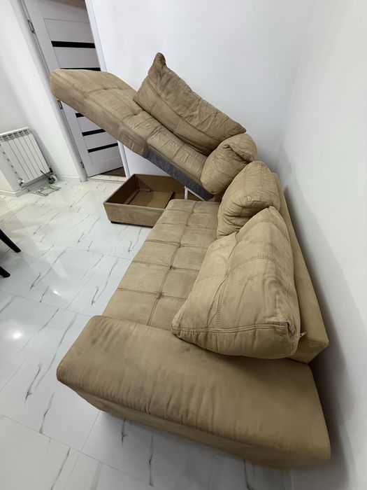 Coltar living Lem’s extensibil/ pe dreapta,cu lada, bej inchis 230x154