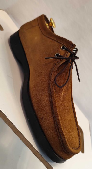 Pantofi derby casual 43.5 44 split toe Renzo Favero lucrati manual piele naturala moale mustar camel