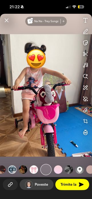 Bicicleta Fucsia cu Cos Roz pentru Copii - 12"