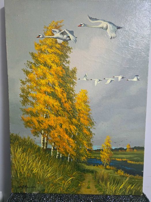 Картина, масло, холст, винтаж 2010 года, размер 70х50см