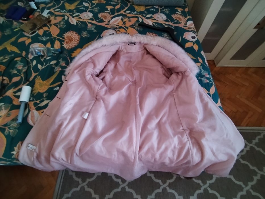 Palton roz pudrat cu 75 la sută lână+ cașmir