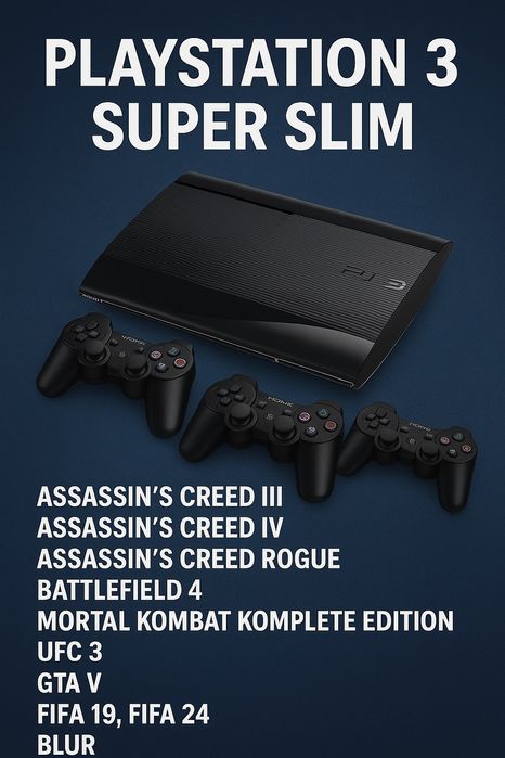 Игровая приставка PS3 Super Slim + игры, джойстики, бонусы