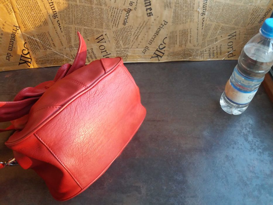 дамска чанта,малка червена,кожена/естествена кожа