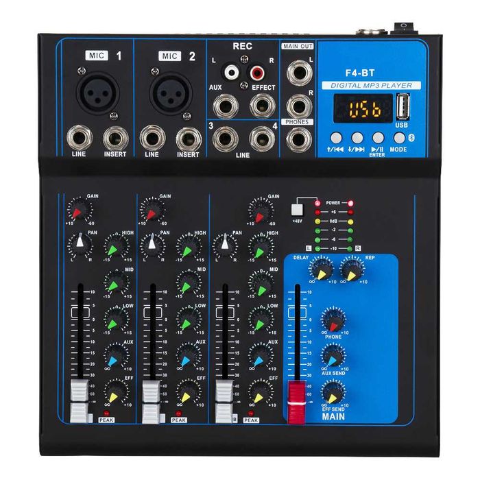 Pasiv mixer audio profesional 4 canale F4 Bluetooth USB Mp3 Egalizator