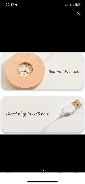 Kristal shar tungi chiroq 3D, stressga qarshi, stol chiroqi