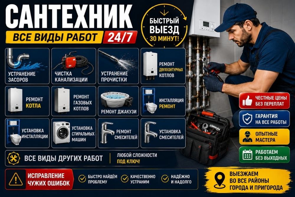 Сантехник/мастер по котлам/ремонт/профилактика котла/установка котлов/