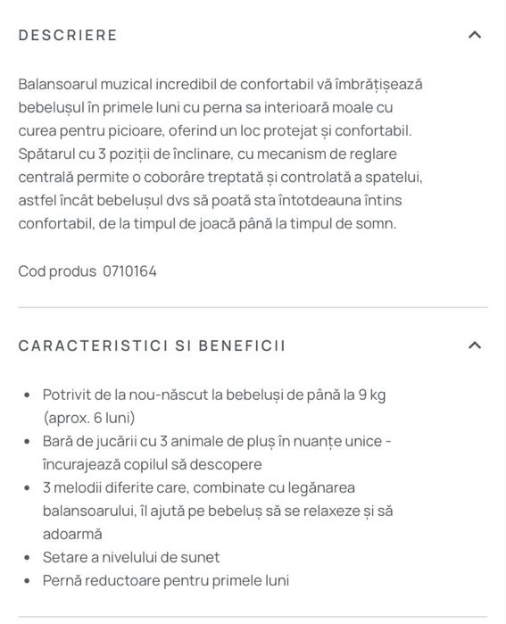 Scaun/balansoar bebelus Inglesina Lounge ca nou