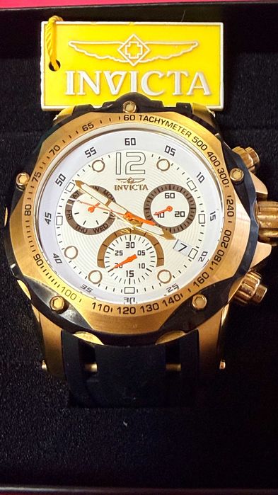Invicta Speedway Gacel Ronda Nou • Swiss Ronda Z60 • Cronograf Masiv • 51mm Black & Gold