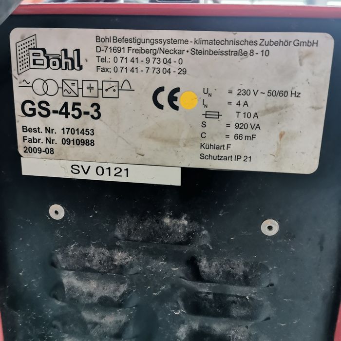 Aparat de sudura pentru pini de izolatie model Bohl GS 45-3