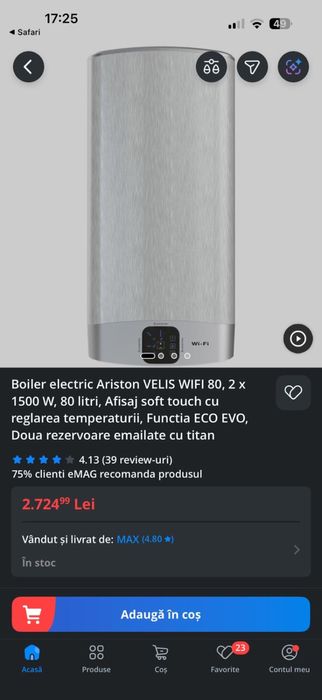 Boiler electric Ariston Velis wifi