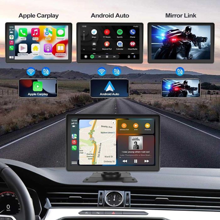 Мултимедия Camecho Wireless Carplay & Android Auto, 7-инчов