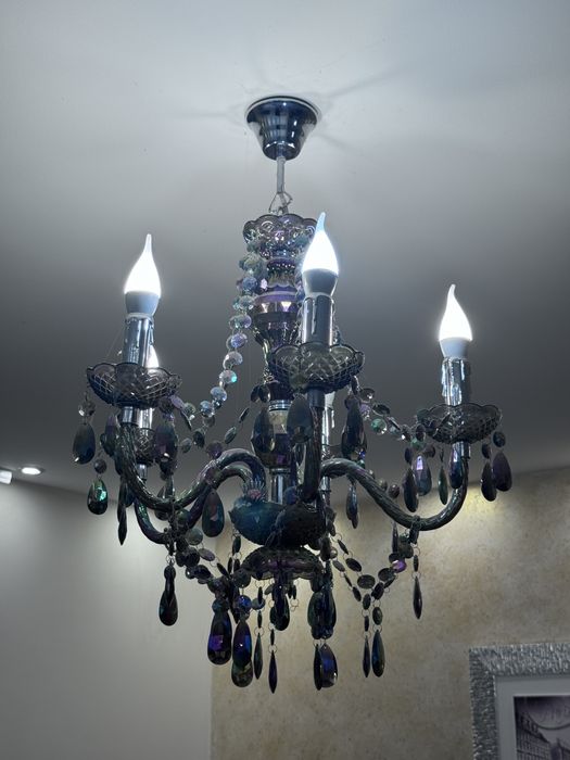 Кристален полилей 5 рамена – хамелеон цветове