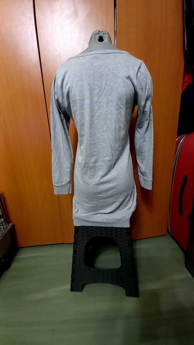 Bluza lunga /tunica Evie gri, maneci lungi, imprimeu frumos, UK