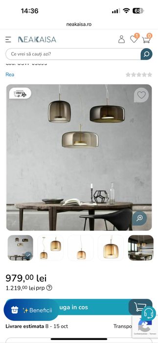 Lustra sufragerie pendul cu abajur de sticla fumurie led