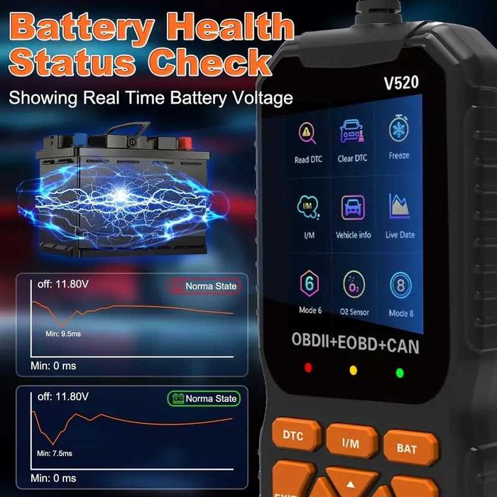 Професионален автомобилен диагностичен кодочетец V520 Full OBD2 EOBD