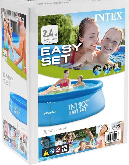 Надувной бассейн Intex Easy Set, basseyn naduvnoy 244*76, 2419 литр