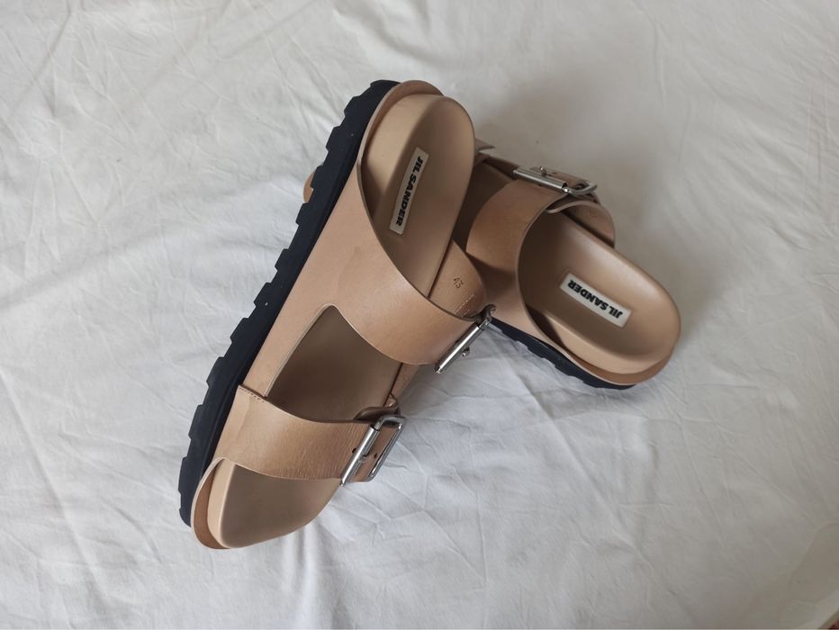 Papuci jil sander piele bej cu catarame noi nouti