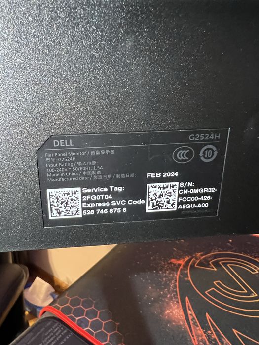 Monitor Dell G2524H - 24.5”, 280hz, Fast IPS, Full HD, 0,5ms